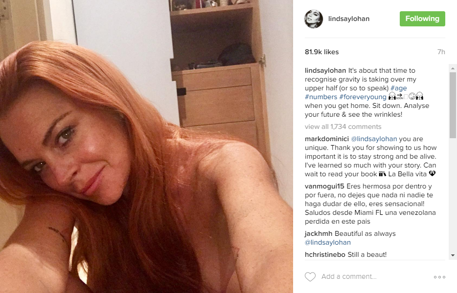 angela cooperman recommends lindsay lohan posts topless photo pic