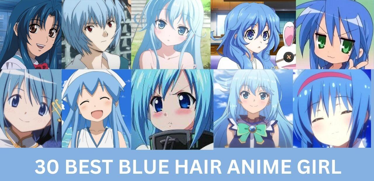 anime girl with short blue hair