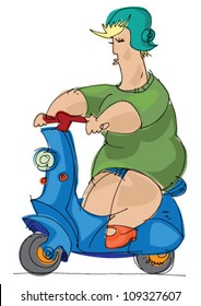 fat girl on scooter