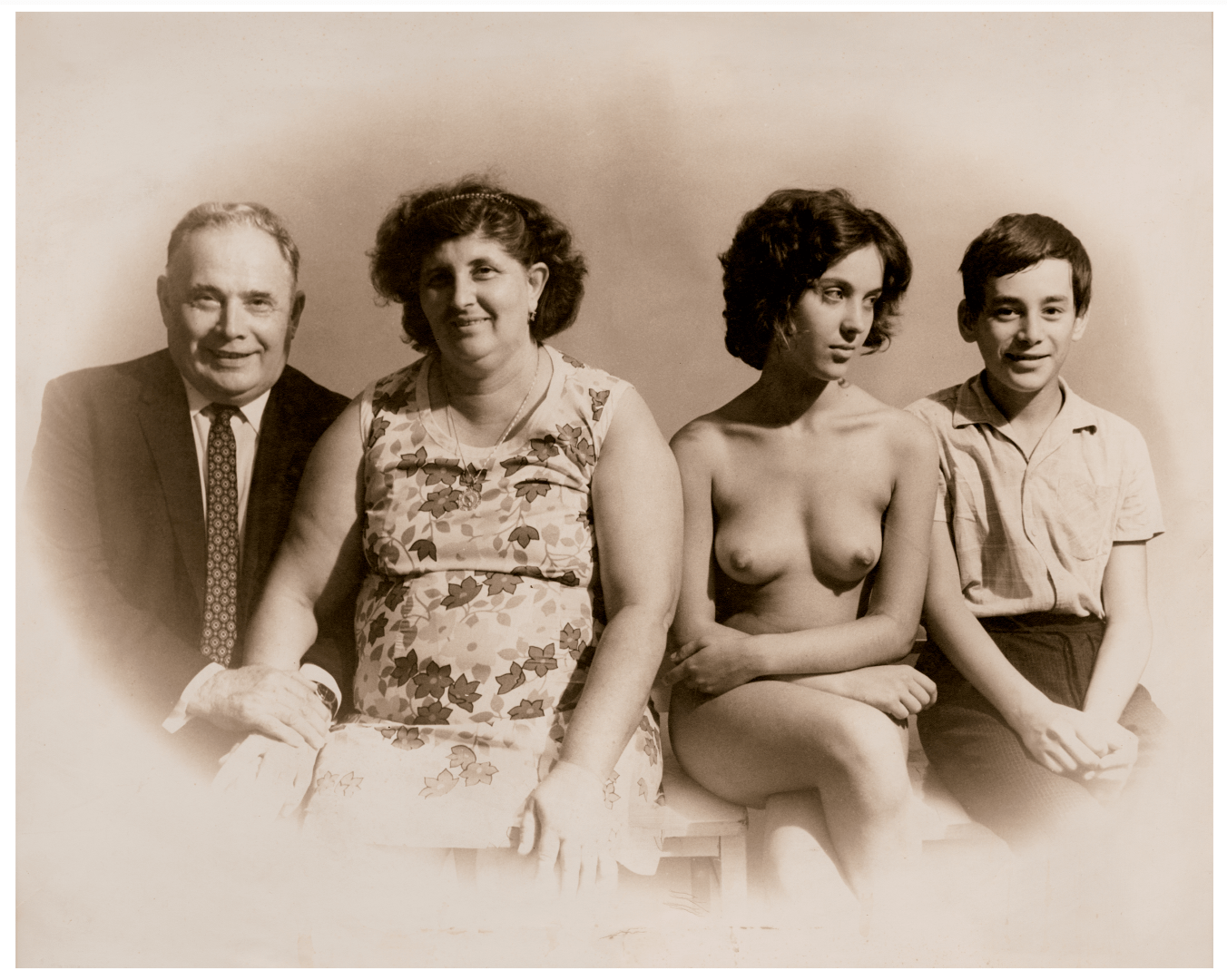 retro vintage family naturism