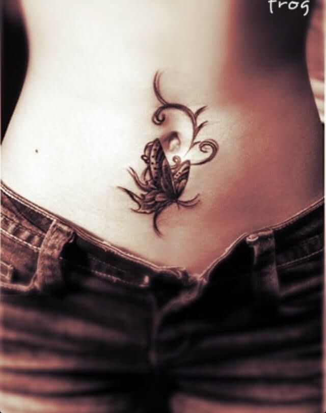 Butterfly Belly Button Tattoo for sexting