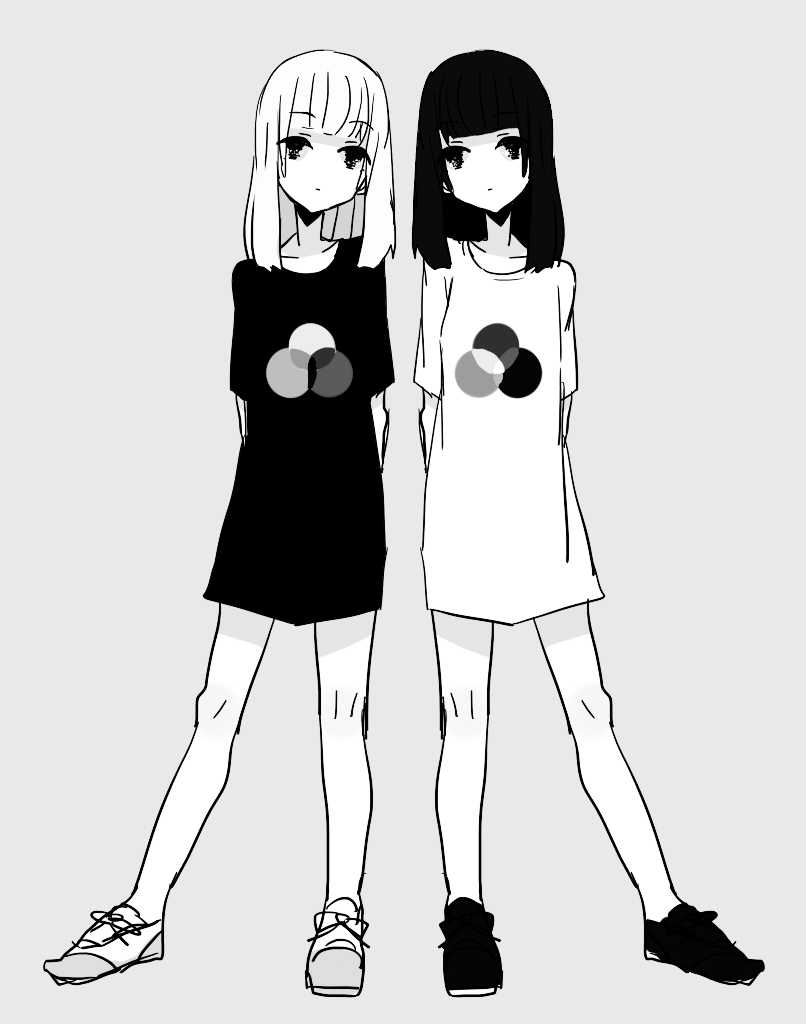 anime twins black and white