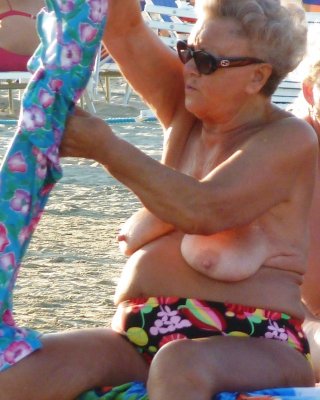 Best of Old granny on the beach porn