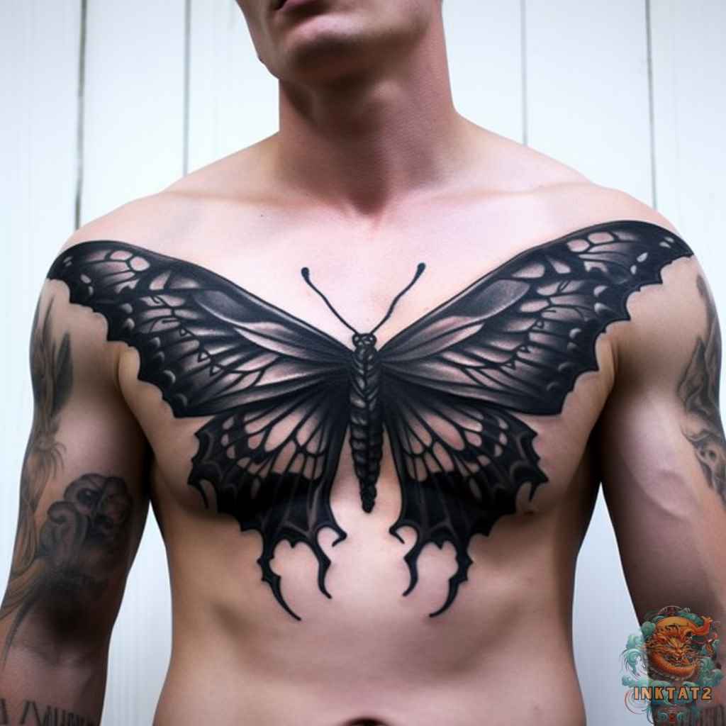 Butterfly Sternum Tattoo uaq ruhelwo