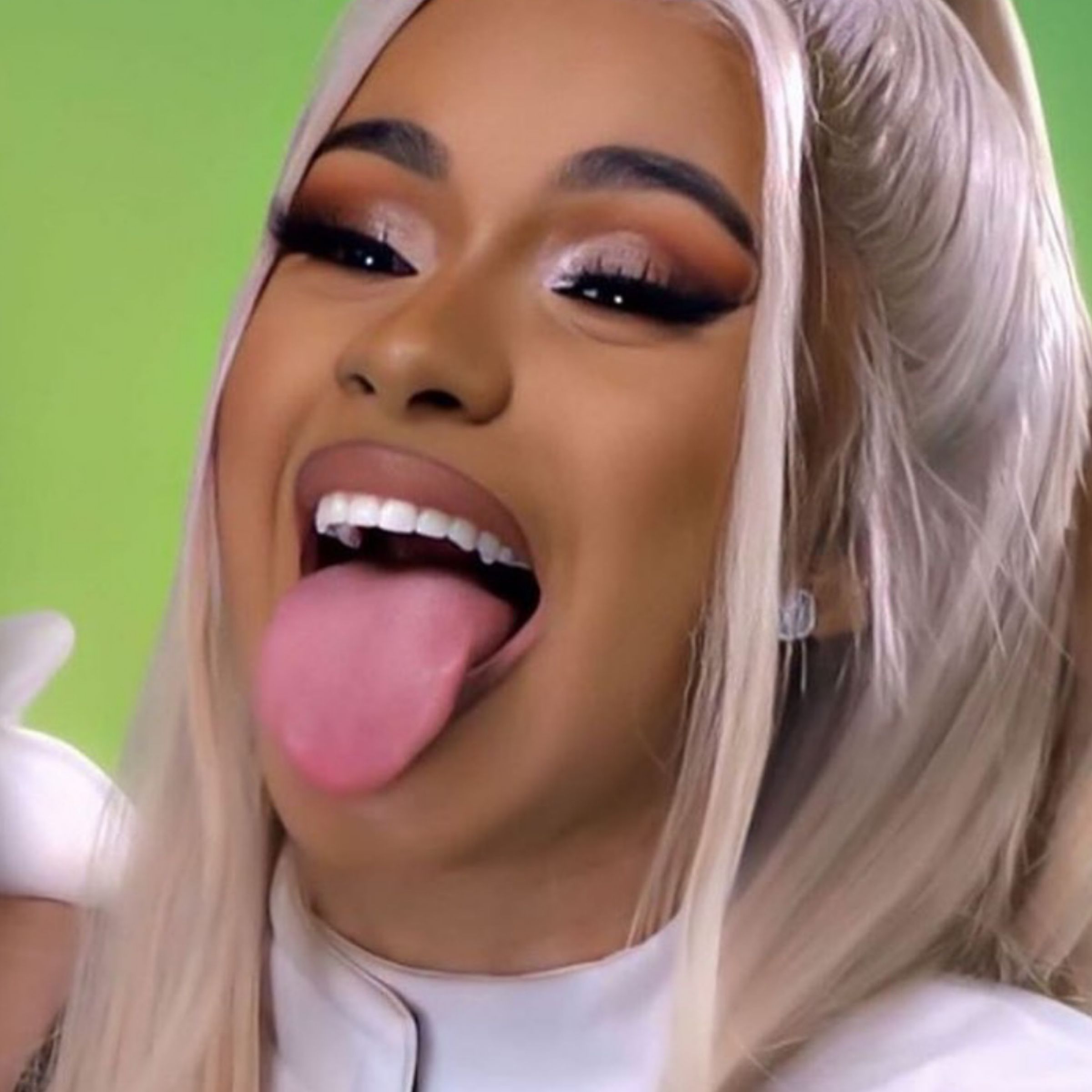 cardi b long tongue