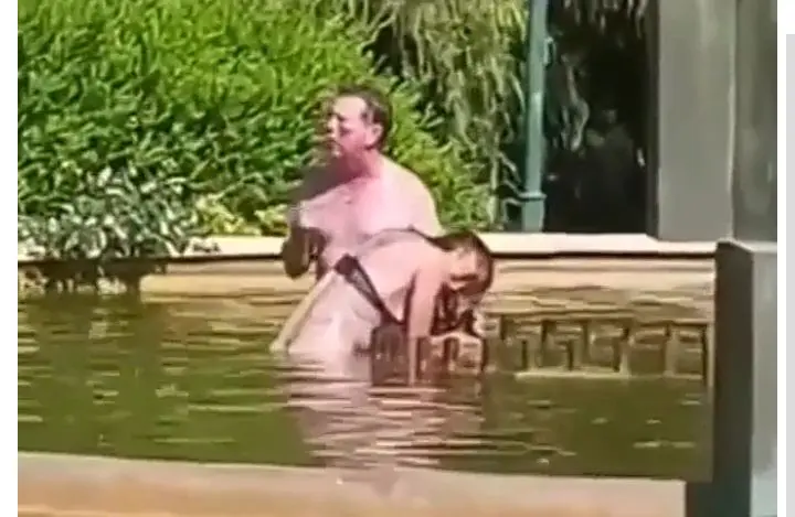 caught naked in pool