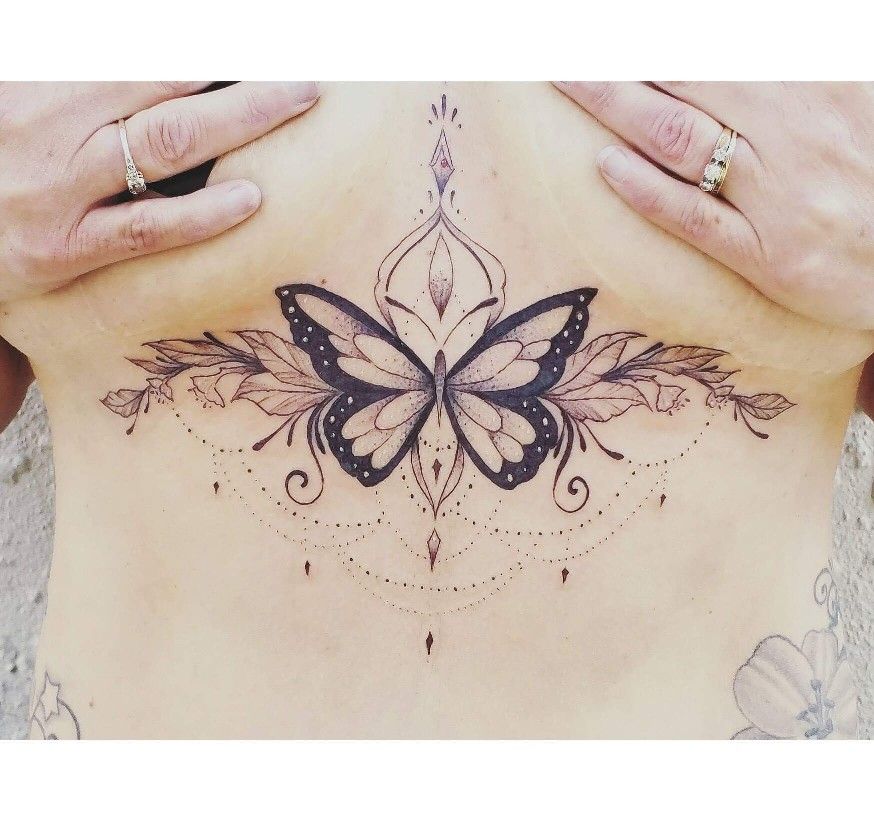 aila alcantara add butterfly sternum tattoo photo