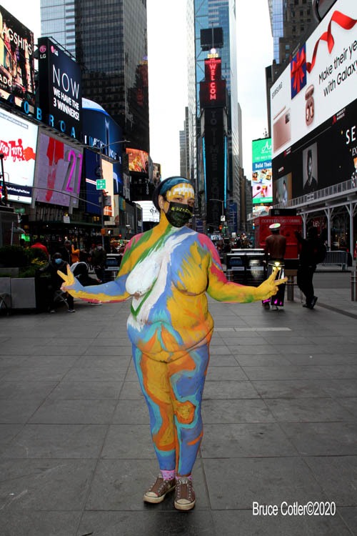 brittany mowen share body painting nyc times square photos