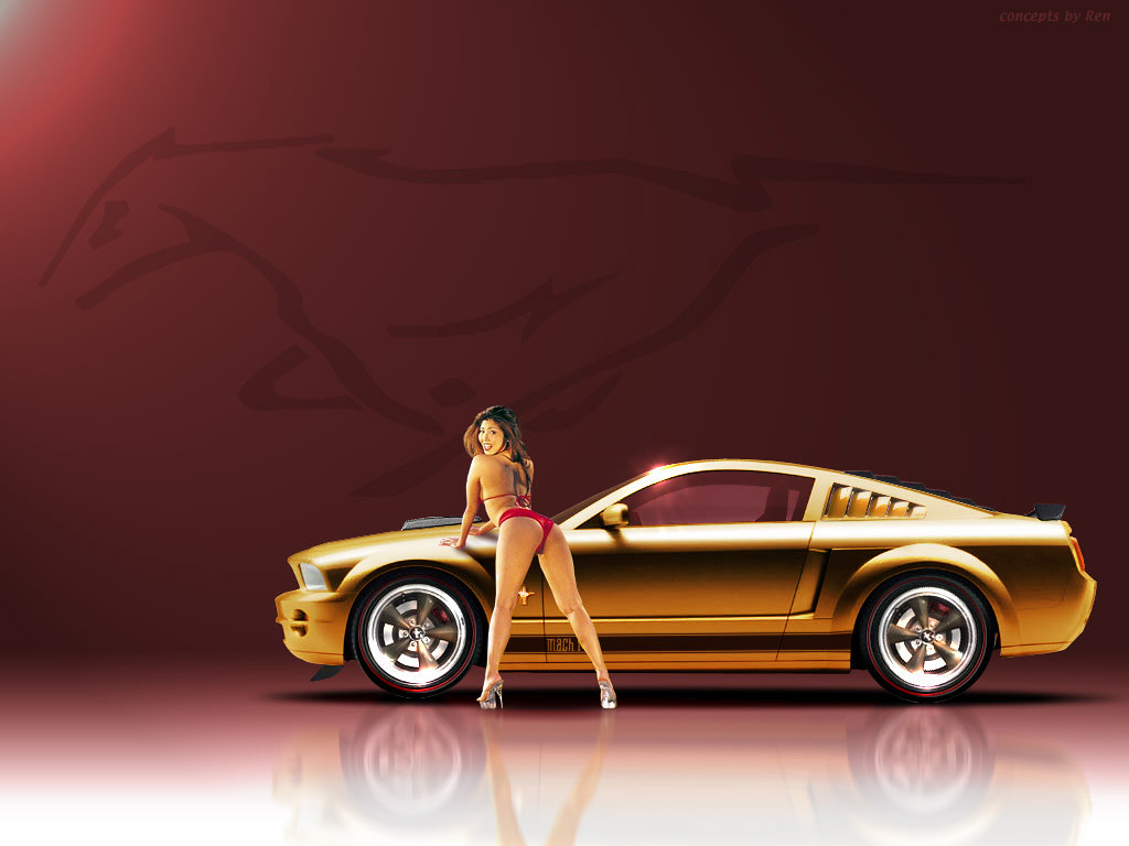 Best of Hot girl on mustang