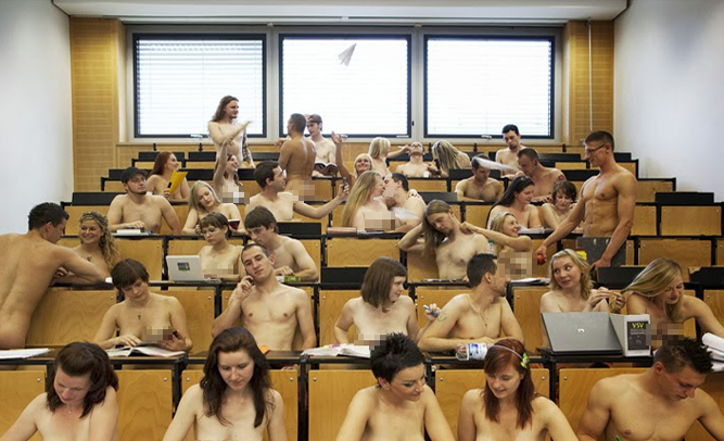 nude in class